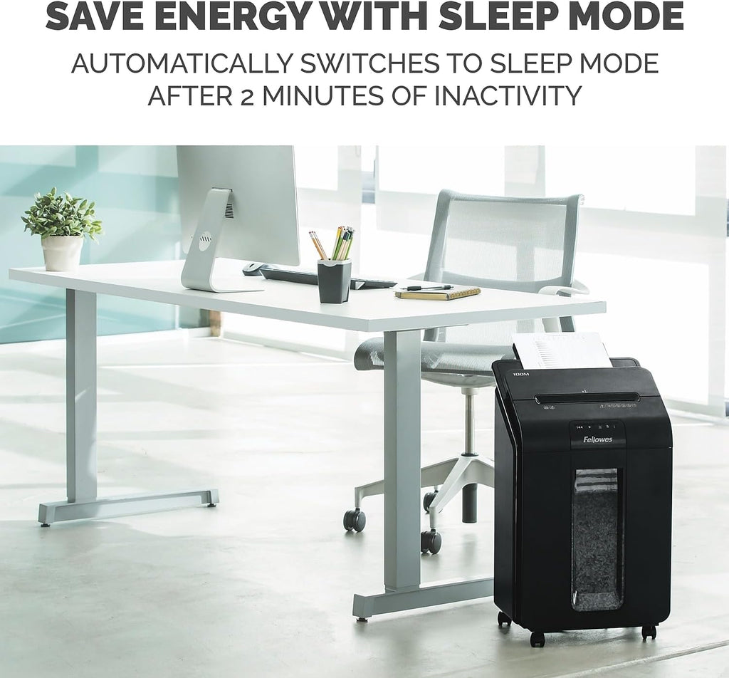 Fellowes AutoMax Micro-Cut 100M Commercial Office Auto Feed 2-in-1 Paper Shredder with 100-Sheet Capacity, Black