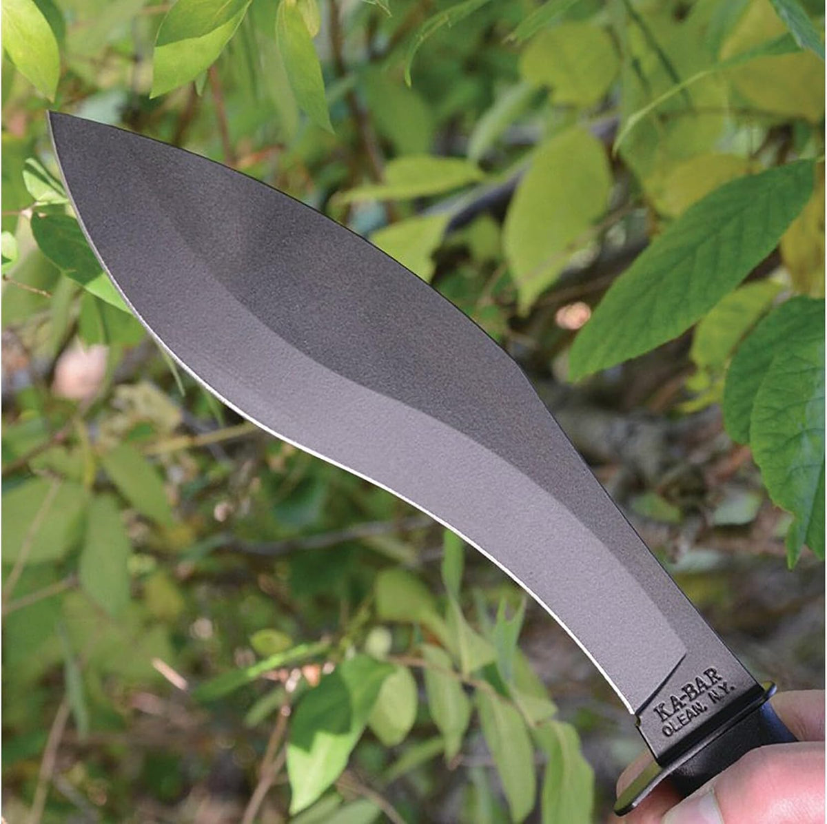 KA-BAR Combat Fixed Blade Knife 8.5" Kukri 1095 Cro-Van Black Powder Coat Blade Kraton Handle Black