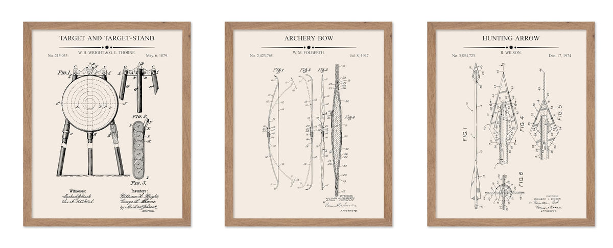 Poster Master 3-Piece Fencing Blueprint Poster - Fencing Garment Patent Print - Fencing Mask Design - Target Art - Sports Design - Technical Drawing Print - Gym or Office Decor - 8x10 Brown Framed