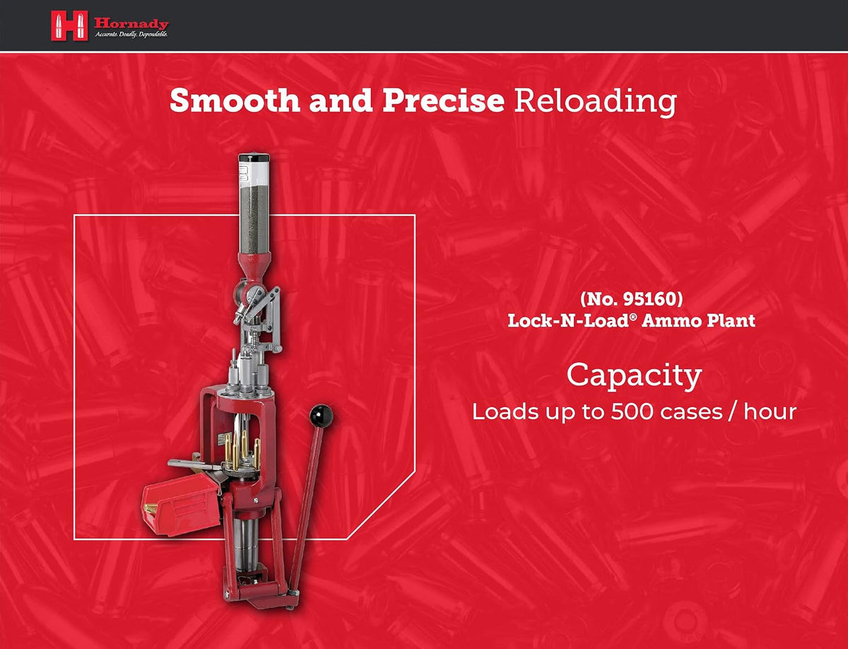Hornady Lock-N-Load Ammo Plant â The Ultimate Ammunition Reloading Kit for Fast Reloading â Includes Progressive Reloading Press, Bullet Feeder, Case Feeder and More â Item 095160