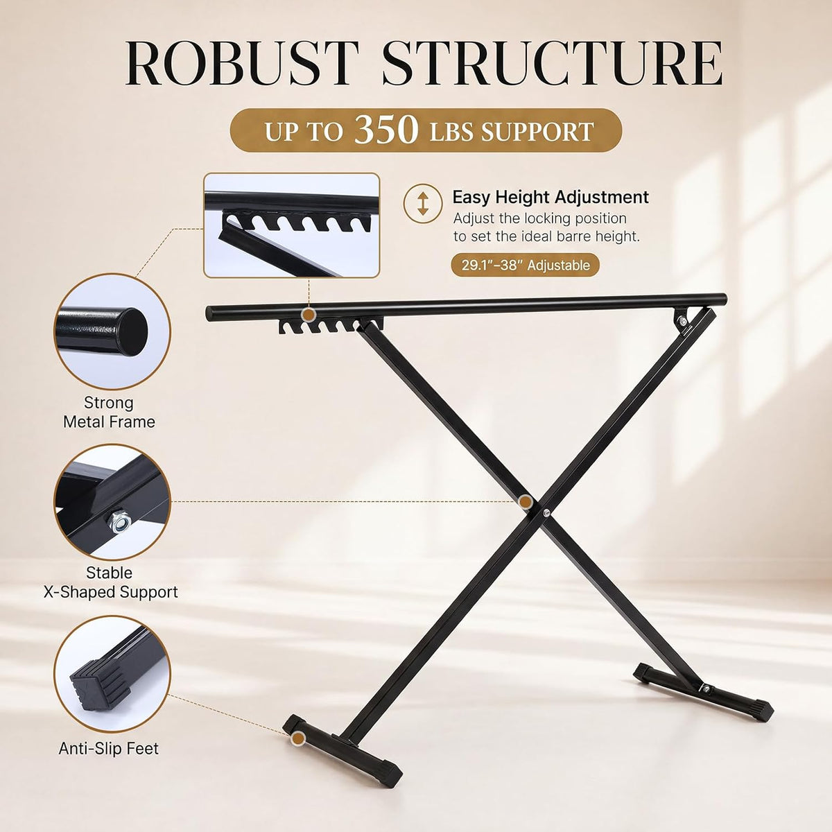 Portable Foldable Ballet Barre Adjustable Freestand Ballet Bar