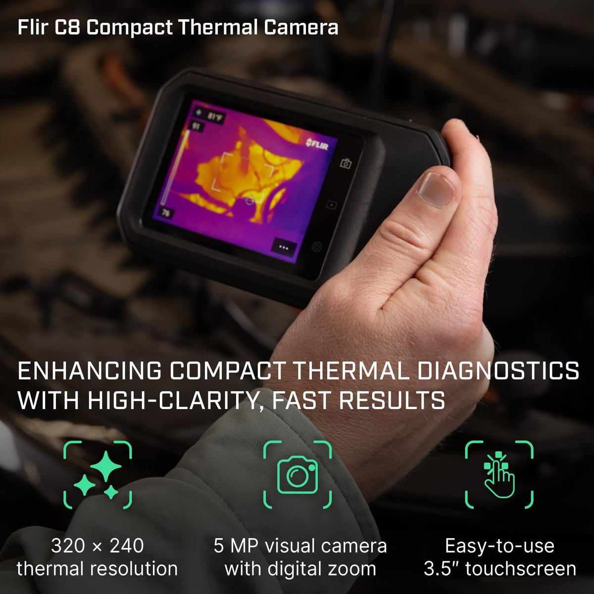 Flir C3-X Compact Thermal Imaging Camera, WiFi, 128x96 MSX, Ignite