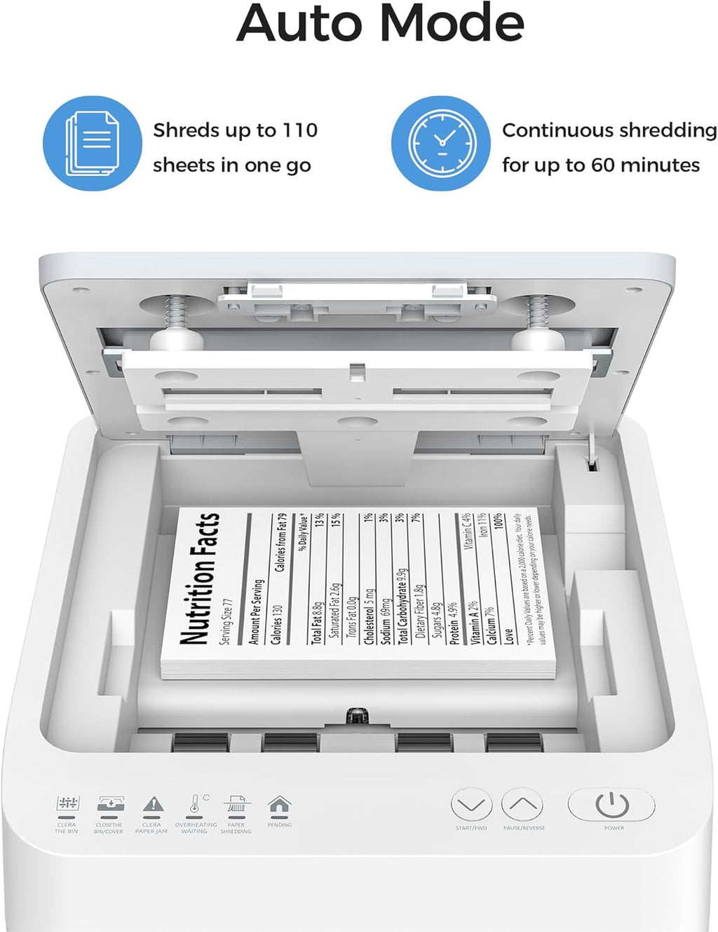 Locksworth 110-Sheet Micro Cut Shredder for Home Office, 6.9 Gallons Bin P-4 High Security Paper Shredder for Credit Card, Staple, Clip, Heavy Duty Commercial Shredders with Casters