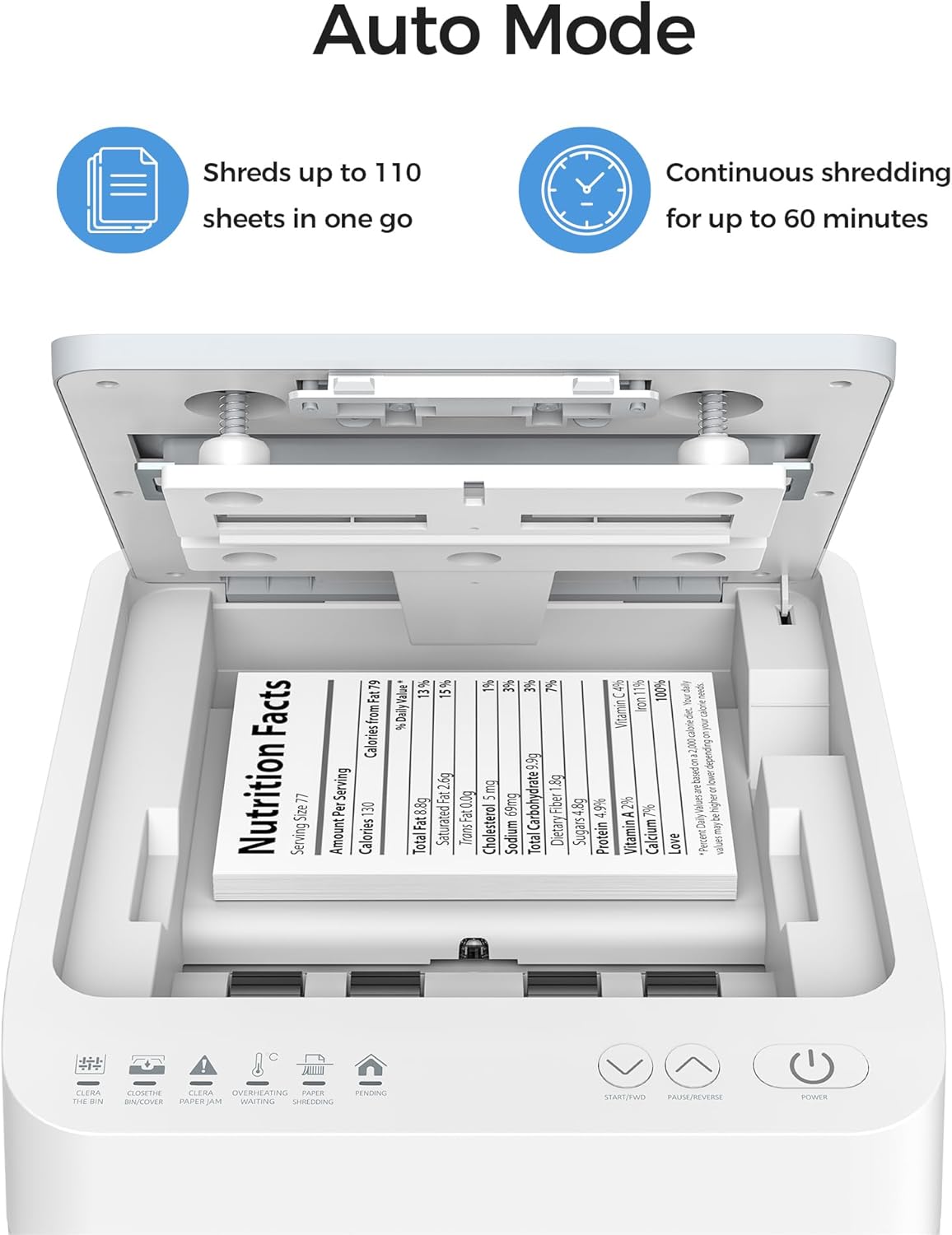 Locksworth 110-Sheet Micro Cut Shredder for Home Office, 6.9 Gallons Bin P-4 High Security Paper Shredder for Credit Card, Staple, Clip, Heavy Duty Commercial Shredders with Casters