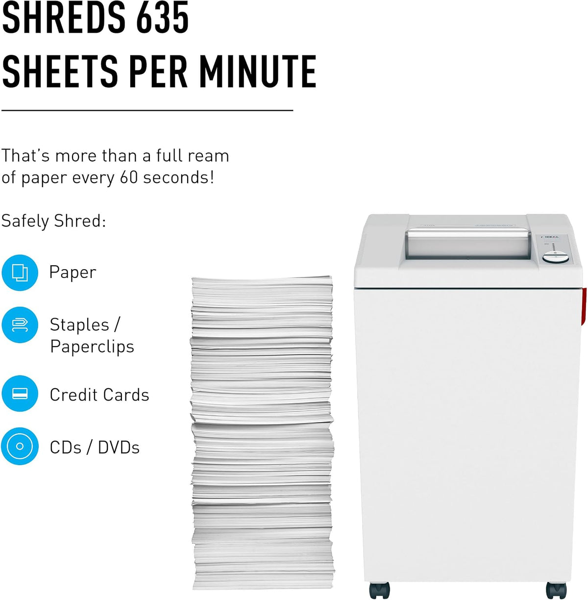IDEAL 3104 P4 Cross Cut Commercial Office Paper Shredder 26 Gallon