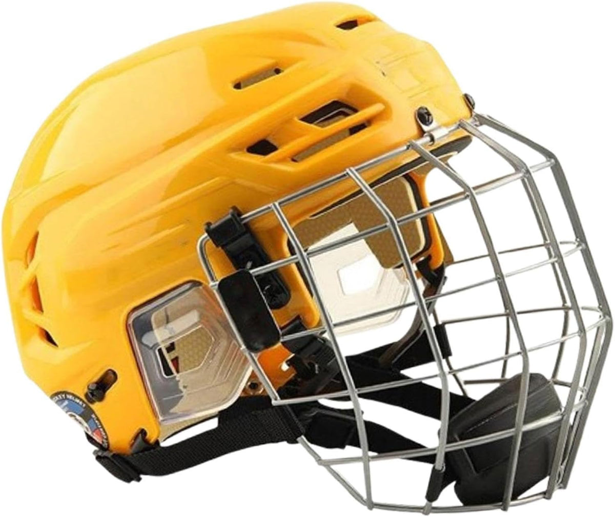 Hockey Helmet with Facemask Impact Resistant Mesh Polyethylene Shell Roller Skating Helmet Suitable for Ice Hockey Player Training Exer