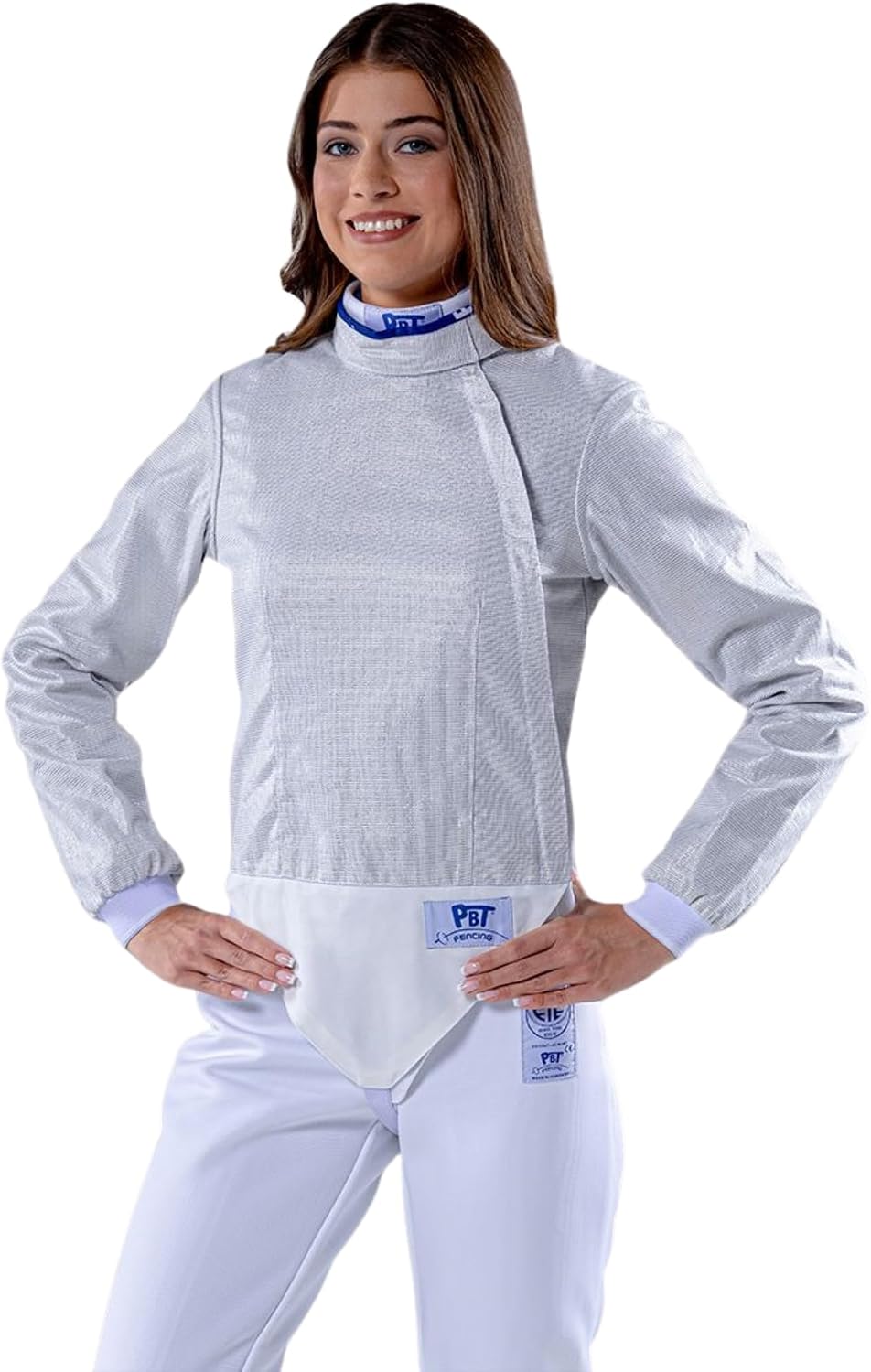 Womenâs Electric Sabre Jacket White INOX Washable Conductive Fencing LamÃ© for Competition and Training