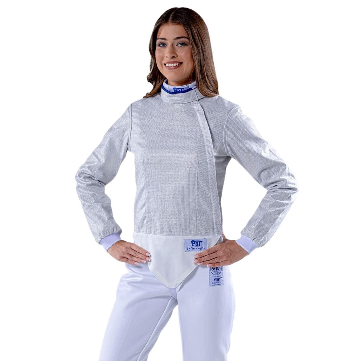 Womenâs Electric Sabre Jacket White INOX Washable Conductive Fencing LamÃ© for Competition and Training