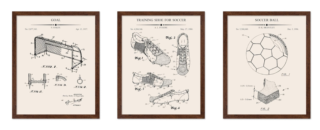 Poster Master 3-Piece Fencing Blueprint Poster - Fencing Garment Patent Print - Fencing Mask Design - Target Art - Sports Design - Technical Drawing Print - Gym or Office Decor - 8x10 Brown Framed