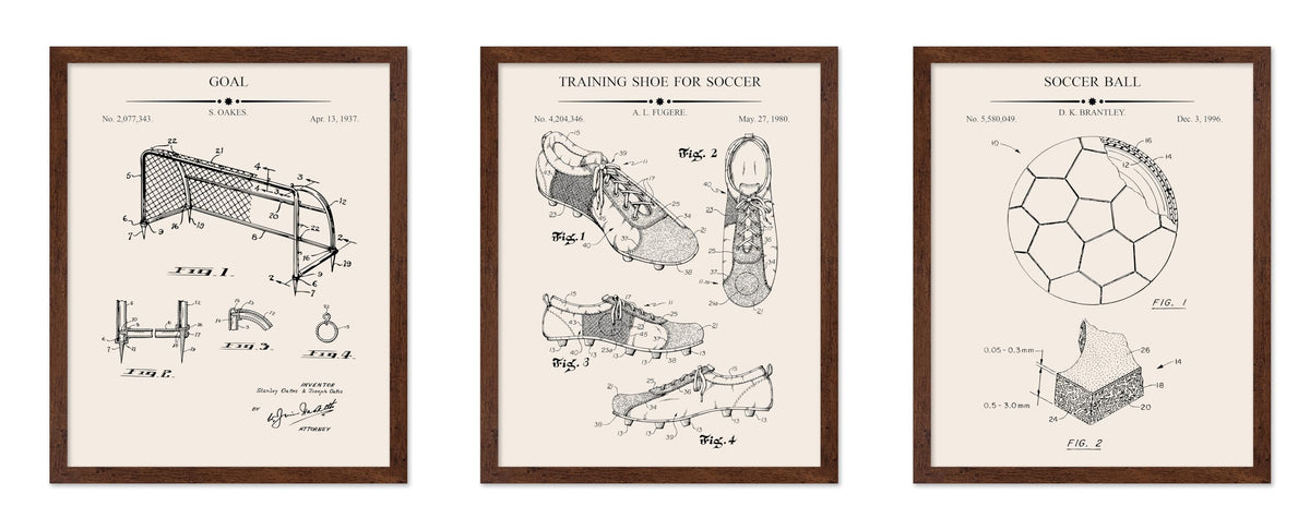 Poster Master 3-Piece Fencing Blueprint Poster - Fencing Garment Patent Print - Fencing Mask Design - Target Art - Sports Design - Technical Drawing Print - Gym or Office Decor - 8x10 Brown Framed
