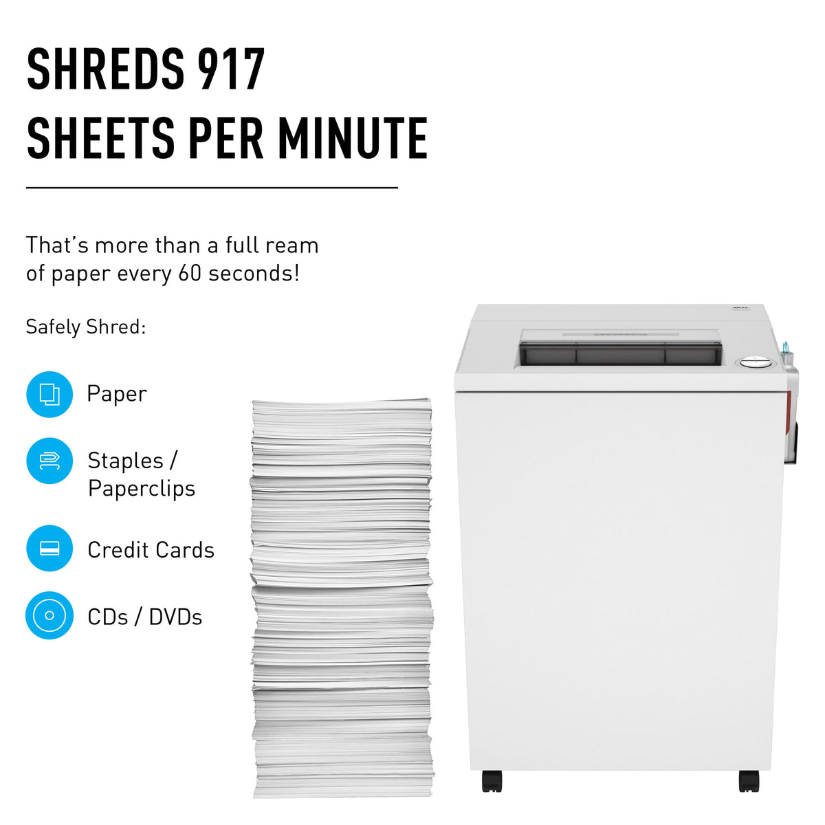Ideal 4003 Strip Cut Centralized Office Paper Shredder Heavy Duty, Continuous Operation, Shreds 43-45 Sheet Capacity, P-2 Security