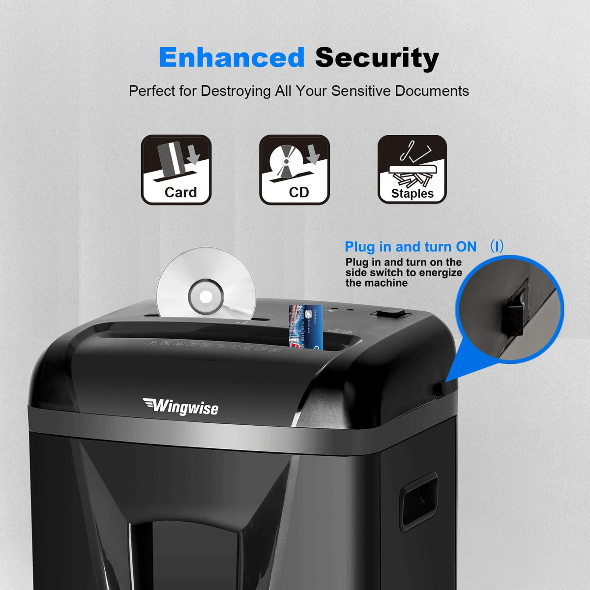 Wingwise 16 Sheets Micro Cut Paper Shredder Heavy Duty for Home Office