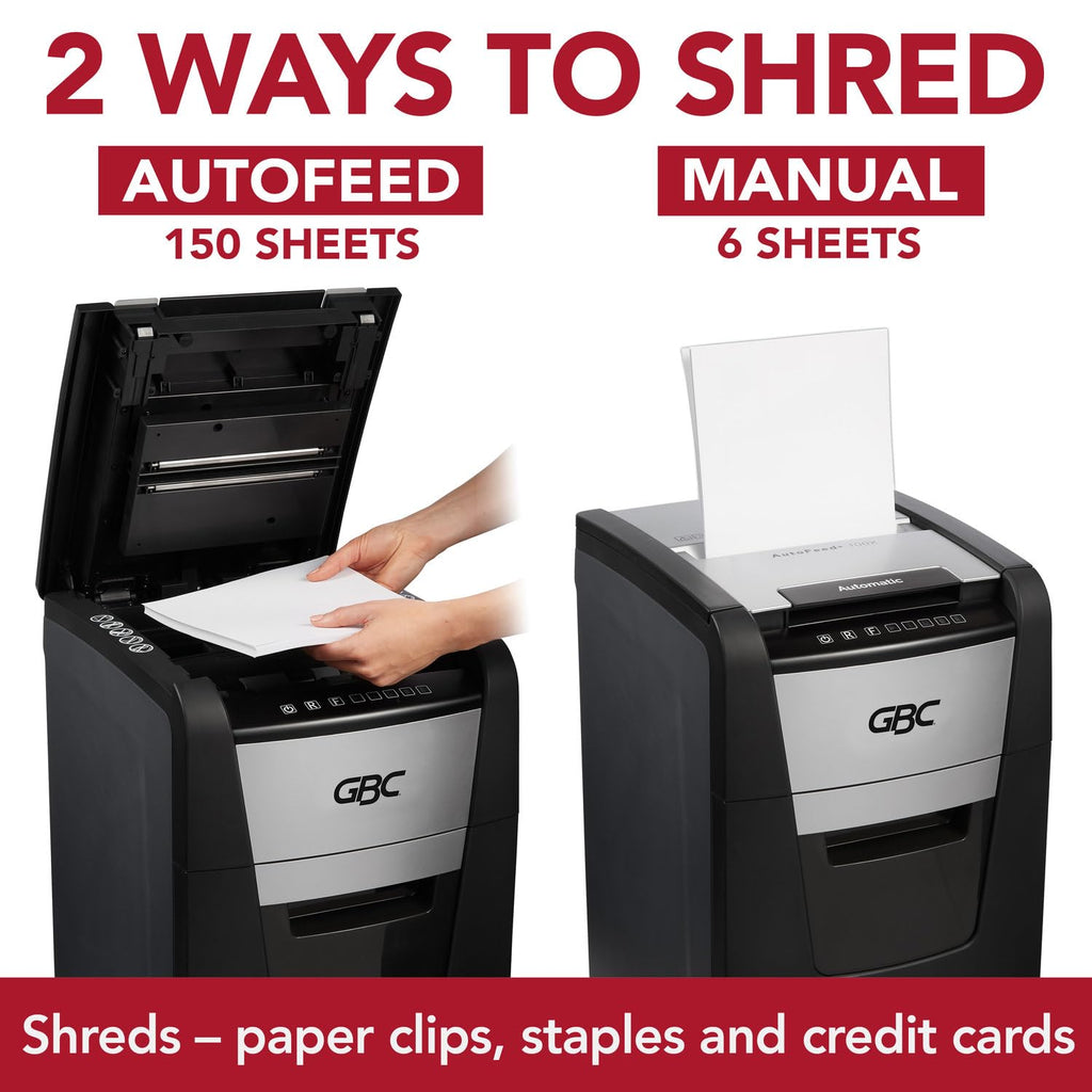 GBC Paper Shredder, Auto Feed+, 300 Sheet Capacity, Super Cross-Cut, Office Shredder, 300X (WSM1757608)