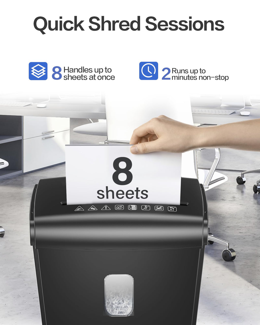 Locksworth 110-Sheet Micro Cut Shredder for Home Office, 6.9 Gallons Bin P-4 High Security Paper Shredder for Credit Card, Staple, Clip, Heavy Duty Commercial Shredders with Casters