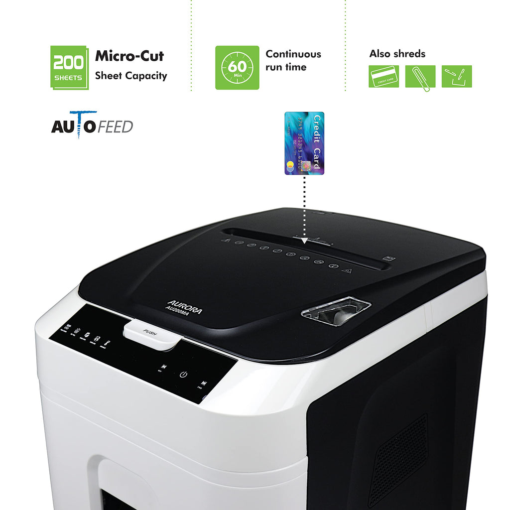 Aurora AU120MB 120-Sheet Auto Feed High Security Micro-Cut Paper Shredder / 30 Minutes (White/Black)