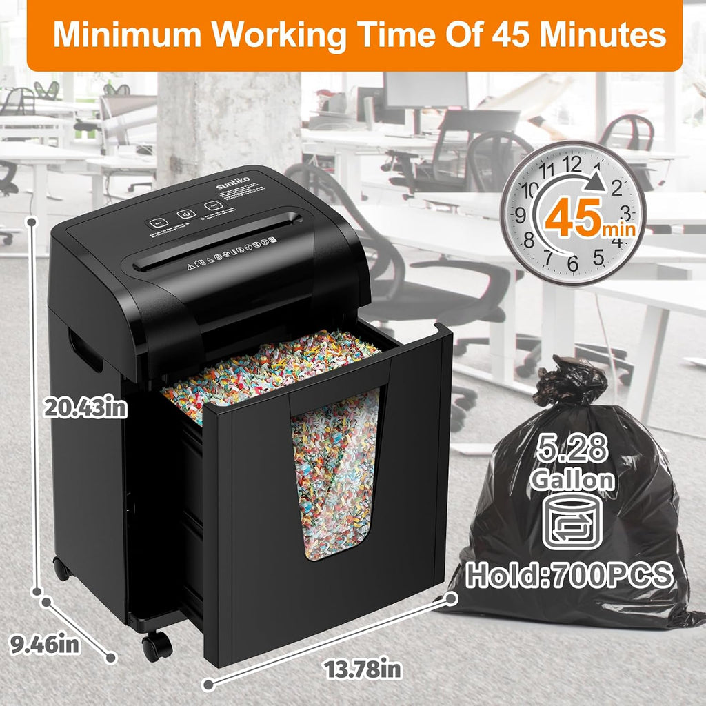 Suntiko 18-Sheet Heavy Duty Cross Cut P-4 Paper Shredder