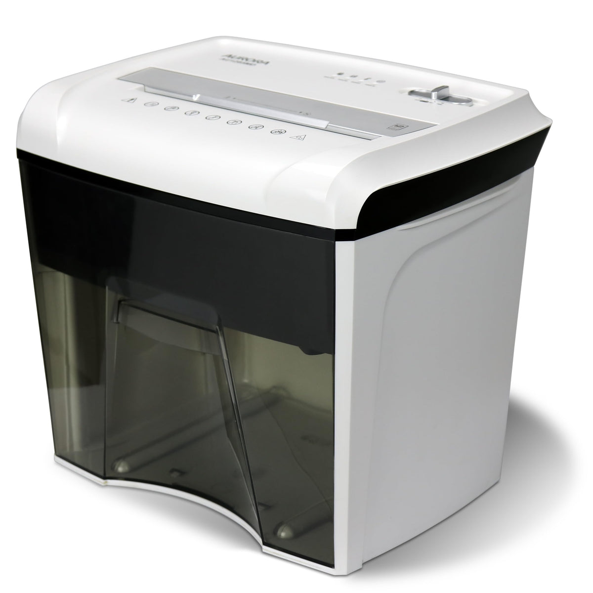 Aurora High-Security 8-Sheet Micro-Cut Paper, CD/DVD and Credit Card Shredder, White/Gray