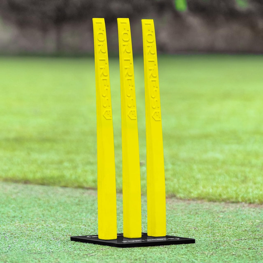 FORTRESS Flexi Cricket Stumps [Multi Pack with Base] | Cricket Training Equipment | Suitable for Bowling & Fielding Drills