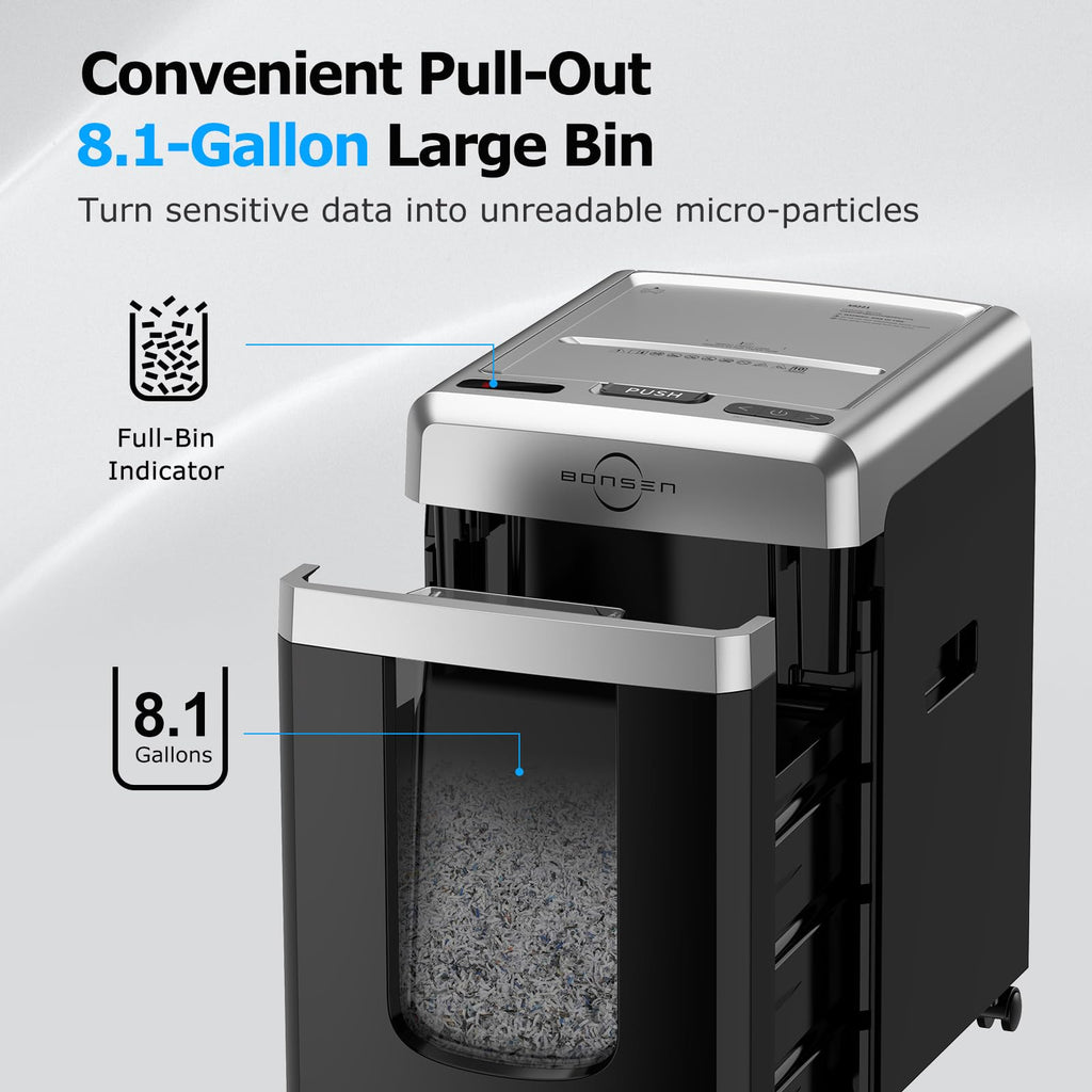 BONSEN 300-Sheet Auto Feed Micro Cut Heavy Duty Paper Shredder for Office