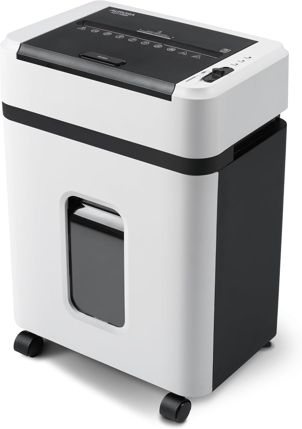 Aurora High Security AU110MB 110-Sheet Auto Feed Micro-Cut Paper and Credit Card Shredder with 4 Gallon Pullout Basket / 30 Minutes/Security Level P-4 (White/Black)