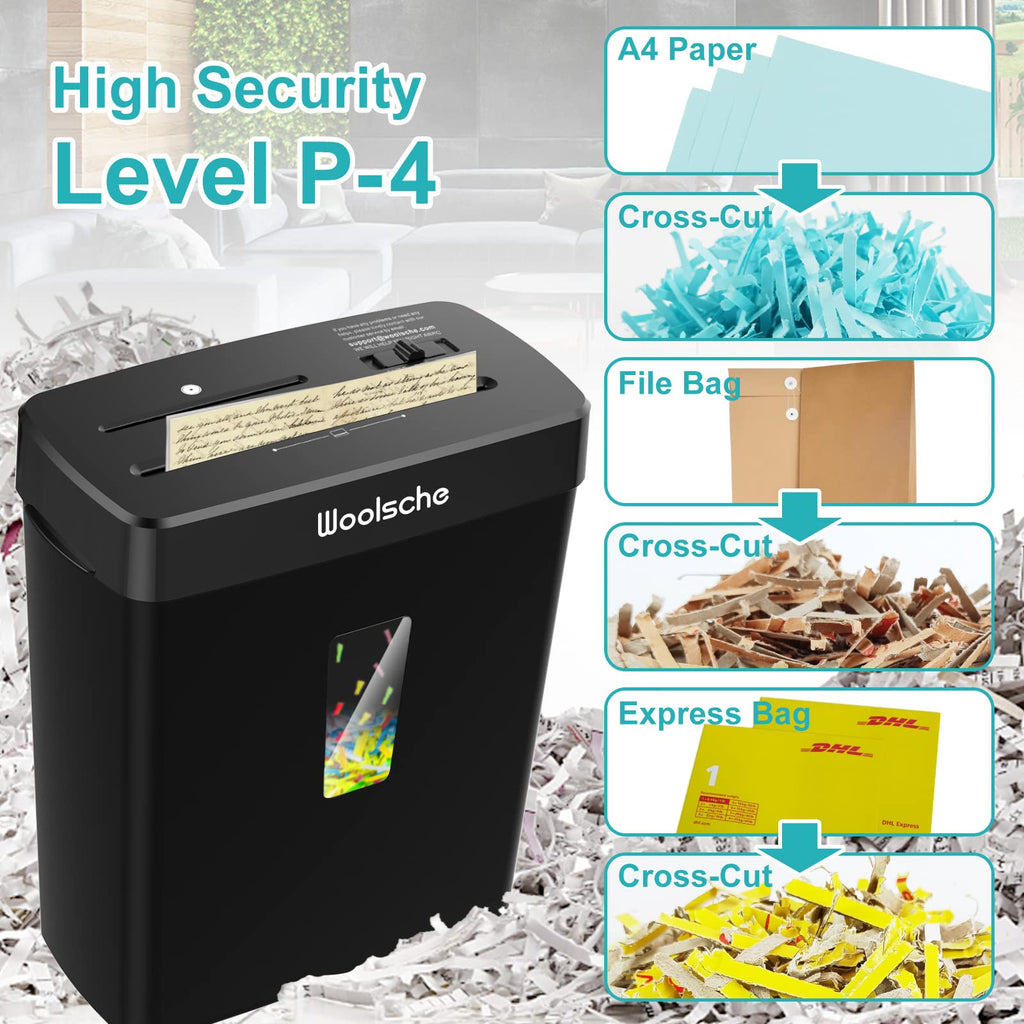 Woolsche Paper Shredder, 18-Sheet Cross Cut with 5.28-Gallon Pull Out Bin, P-4 Security Level, Shred Paper and Credit Card and CD, Durable&Fast with Auto Jam Proof System Shredder for Office