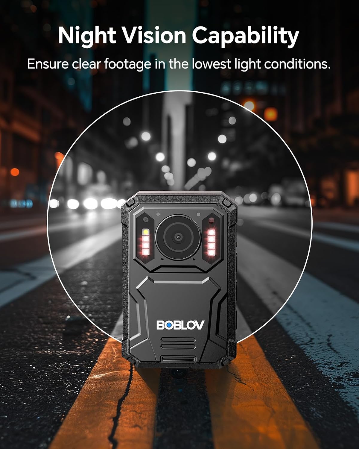 BOBLOV KJ23Pro 2K 128GB Body Worn Camera with Night Vision, 4000mAh Battery