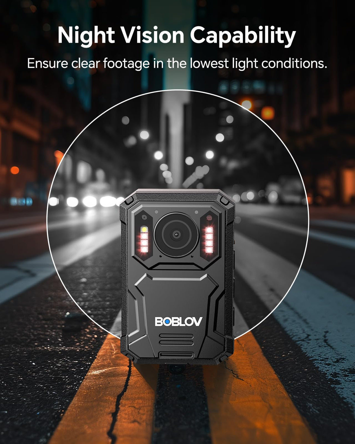 BOBLOV KJ23Pro 2K 128GB Body Worn Camera with Night Vision, 4000mAh Battery