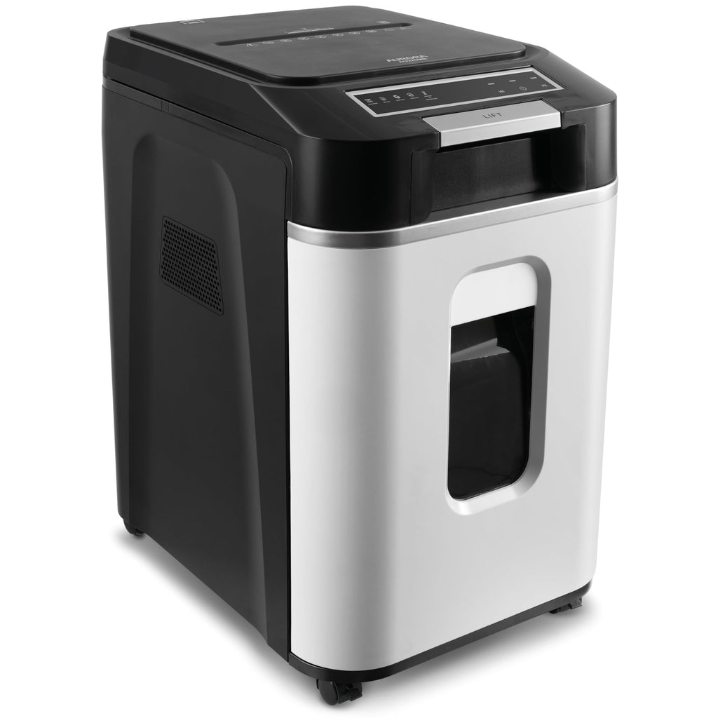Aurora High Security AU110MB 110-Sheet Auto Feed Micro-Cut Paper and Credit Card Shredder with 4 Gallon Pullout Basket / 30 Minutes/Security Level P-4 (White/Black)