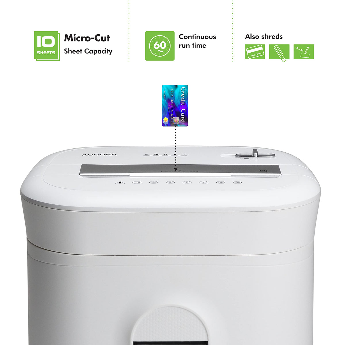 Aurora AU830MA High-Security 8-Sheet Micro-Cut Paper and Credit Card Shredder/ 20 Minutes/Security Level P-5