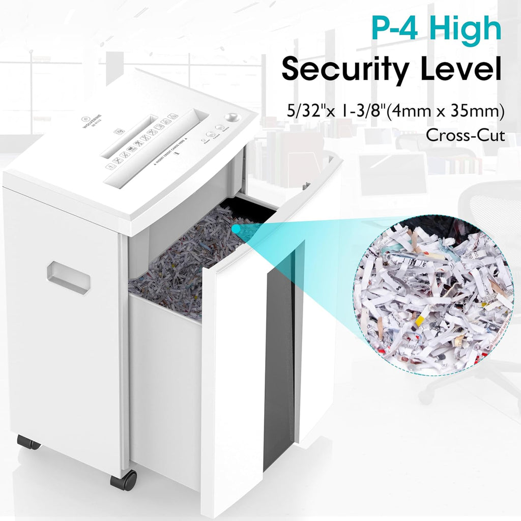 WOLVERINE SD9113 P4 Cross Cut Paper Shredder, Quiet,18 Sheet, 60 Min, White