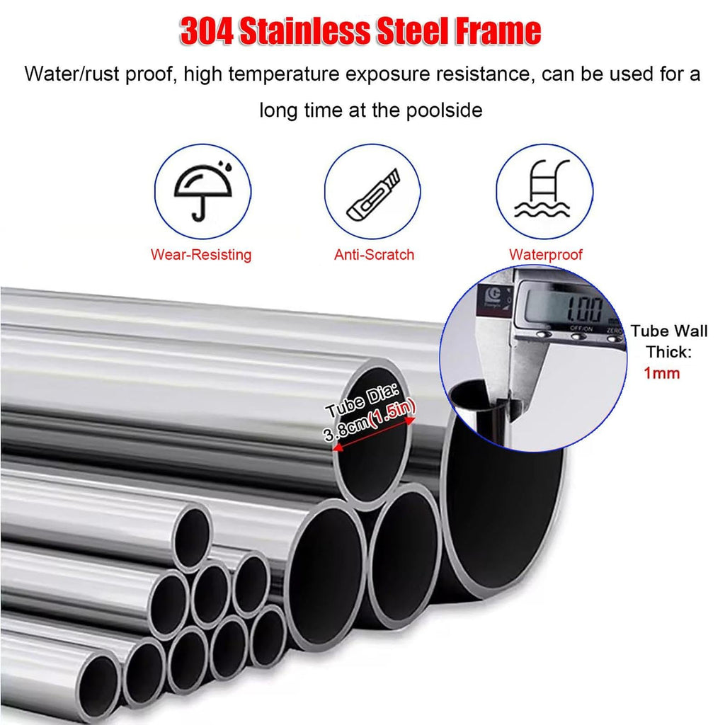 Stainless Steel Lifeguard Chair for Pool high Elevated Referee Stand Heavy Duty Non Slip seat Platform for Backyard Outdoor Swimming Safety(120cm/3.94ft Tall)
