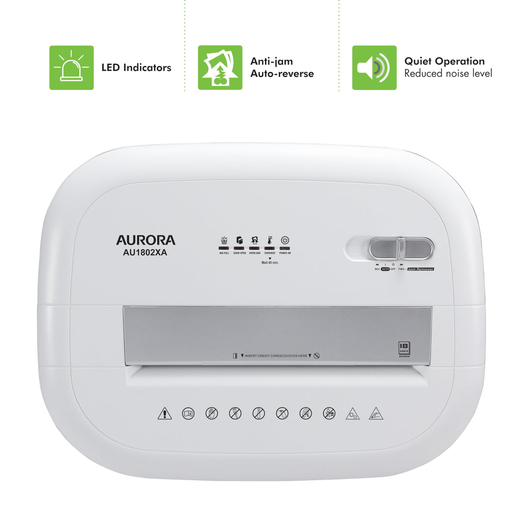 Aurora Anti-Jam 12-Sheet Cross-Cut Paper/CD and Credit Card Shredder with 4 Gallon Pullout Basket/Security Level P-4