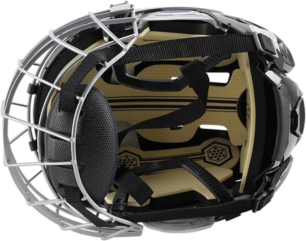 Hockey Helmet with Facemask Professional Ice Skate Training Helmet Sports Helmet Adjustable Polyethylene Material Suitable for School Team