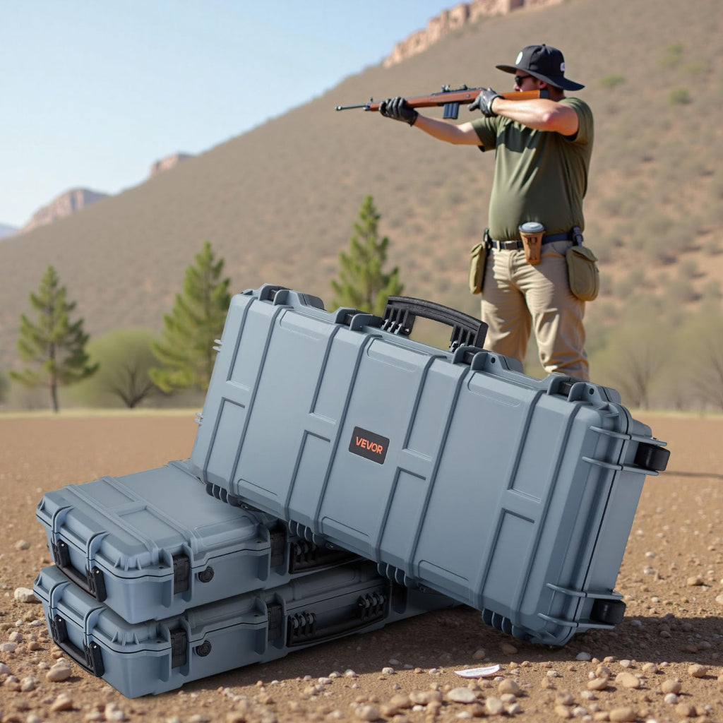 VEVOR Rifle Case, Rifle Hard Case with 4 Layers Fully-protective Foams, Lockable Hard Gun Case with Wheels, IP67 Waterproof & Crushproof, for Rifles or Shotguns