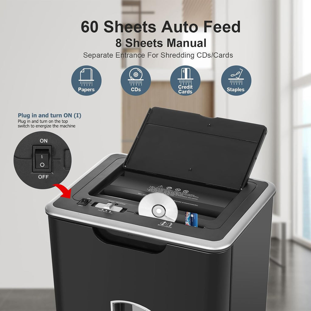 Wingwise 60 Sheets Auto Feed Paper Shredder for Home Office