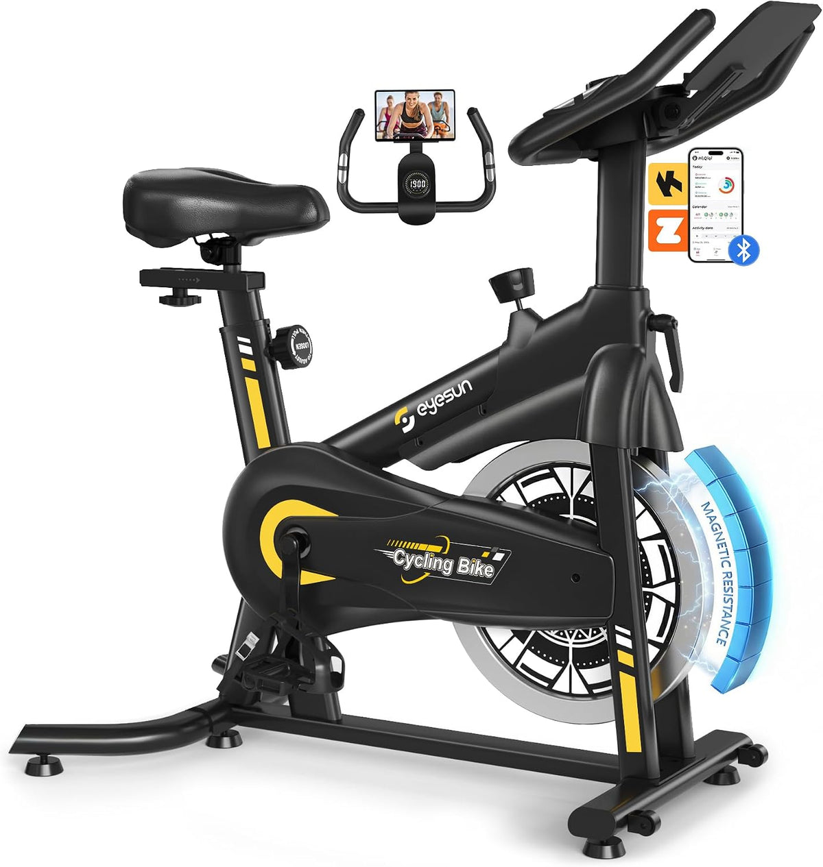 Exercise Bikes for Home,Spin Bike with Adjustable Magnetic,Brake Pad Resistance Silent Belt Drive,350lbs/300lbs Weight Capacity &Upgraded Version Seat for Home Cardio&Weight Loss(QM-530W)