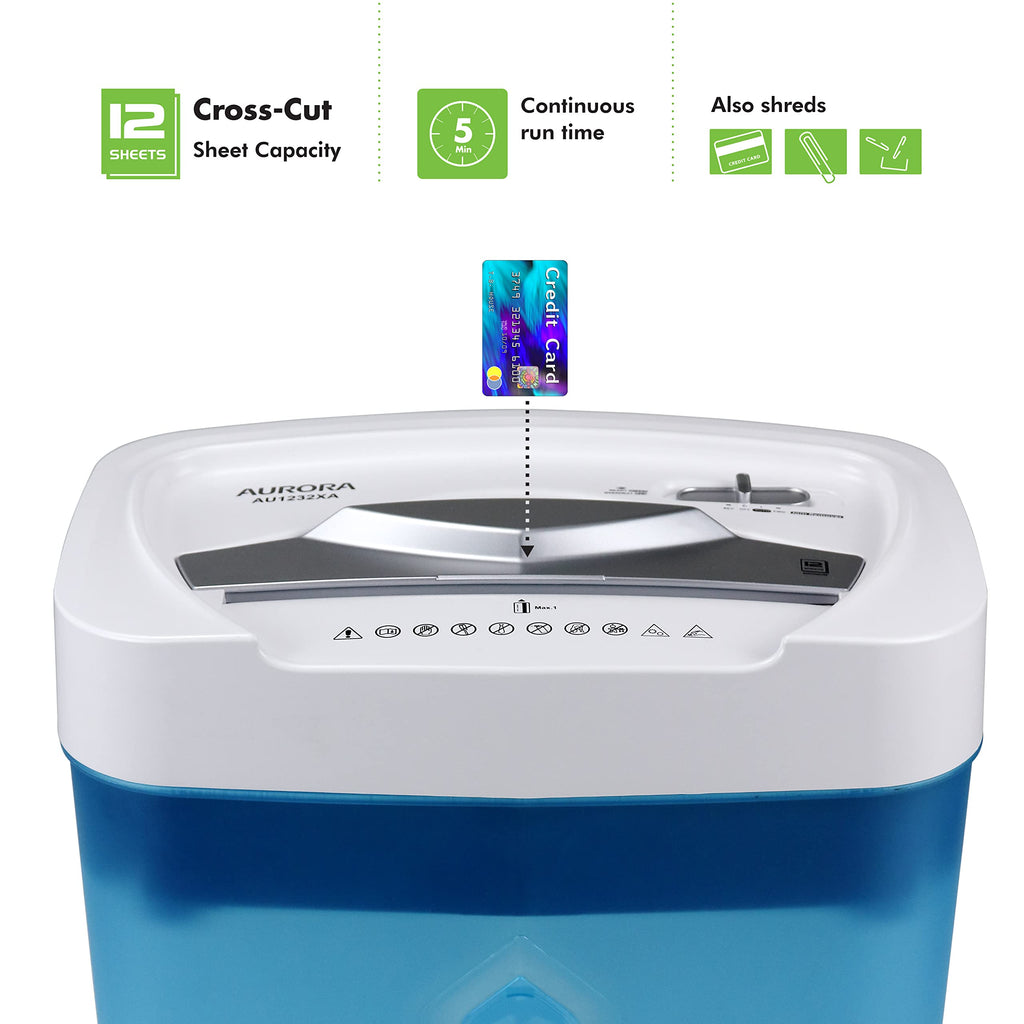 Aurora AU1645XA 16-Sheet Cross-Cut Paper and CD/Credit Card Shredder/5-Gallon Pullout Basket/ 30 Minutes Run Time