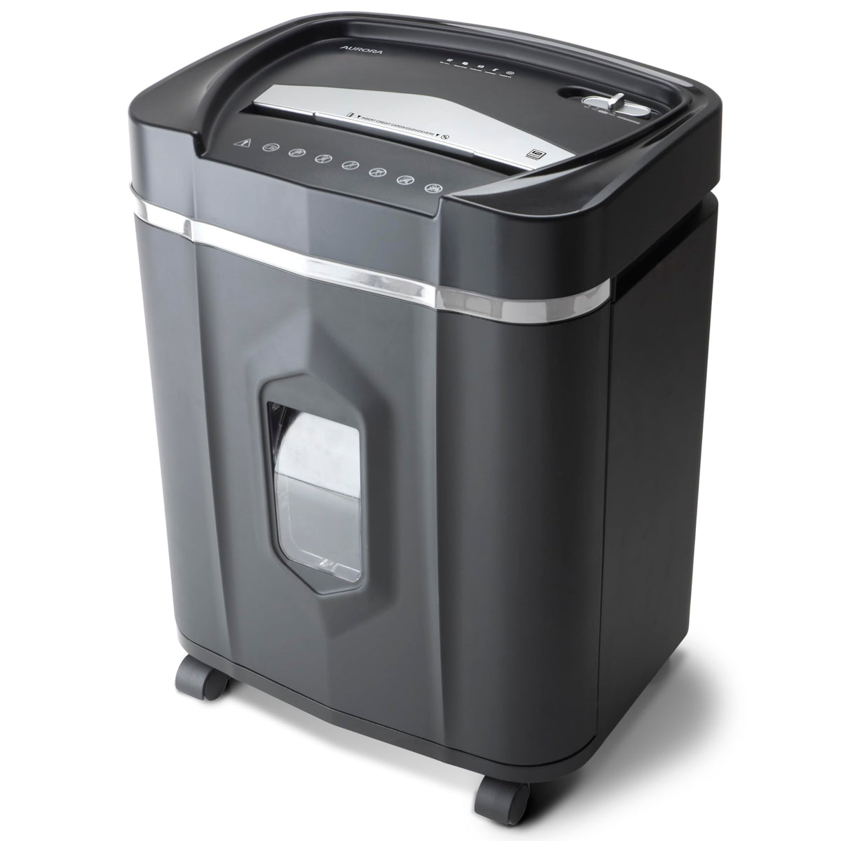 Aurora Professional Grade 120-Sheet Auto Feed Micro-Cut Paper and Credit Card Shredder with 5 Gallon Pullout Basket / 30 Minutes/Security Level P-4 (White/Black)