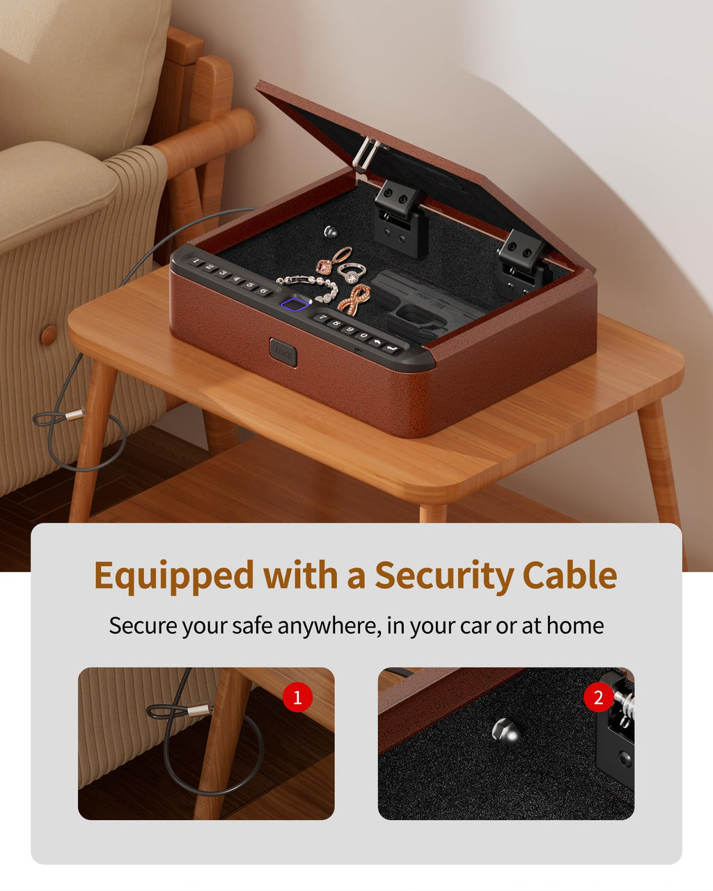 BILLCONCH Smart Gun Safe with Fingerprint, App, Keypad,LCD& Security Cable