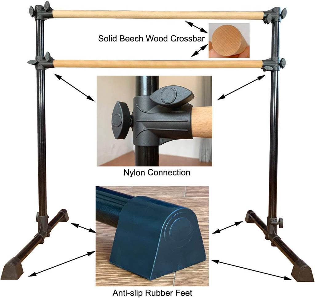 MARFULA 4Ft Portable Wood Ballet Barre Ballet Bar Dance Bar with Carry Bag