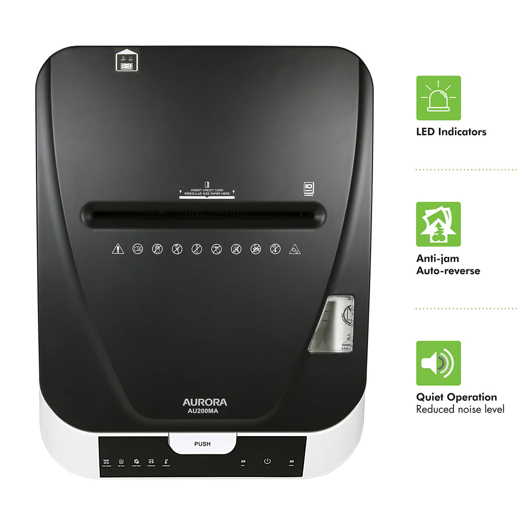 Aurora AU120MB 120-Sheet Auto Feed High Security Micro-Cut Paper Shredder / 30 Minutes (White/Black)