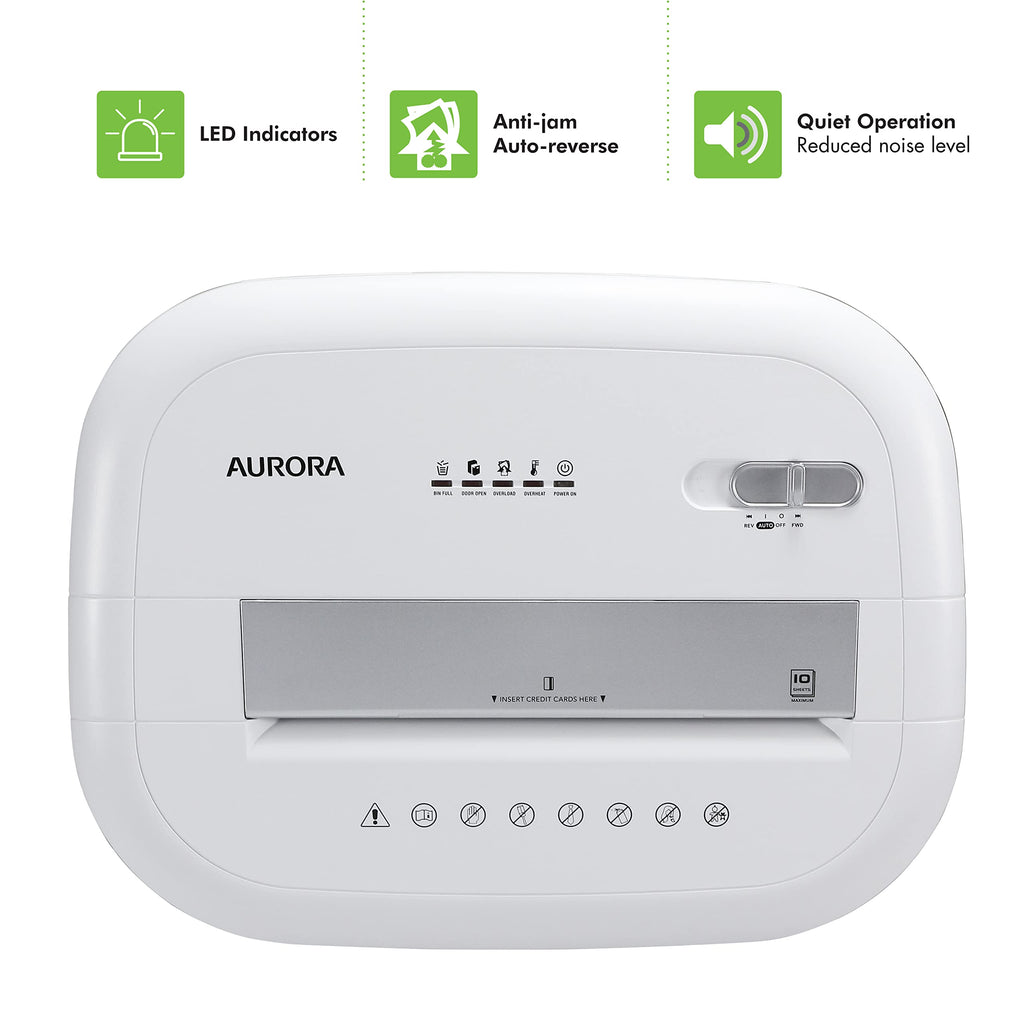 Aurora AU830MA High-Security 8-Sheet Micro-Cut Paper and Credit Card Shredder/ 20 Minutes/Security Level P-5