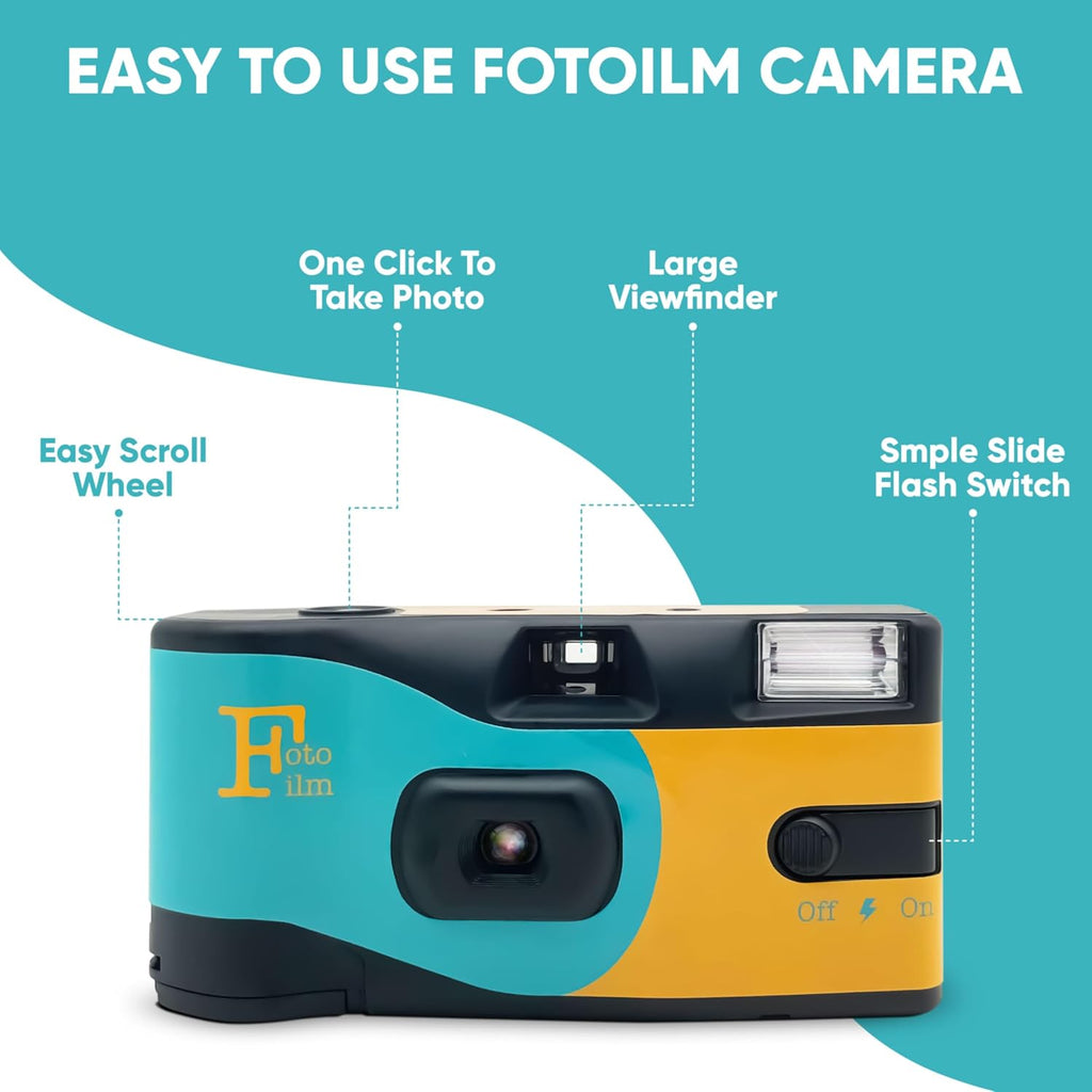Foto Film Disposable Camera Single Use Film ISO 400 27 Exposure Flash - 10 Pack Bulk for Weddings, Birthdays and Parties!