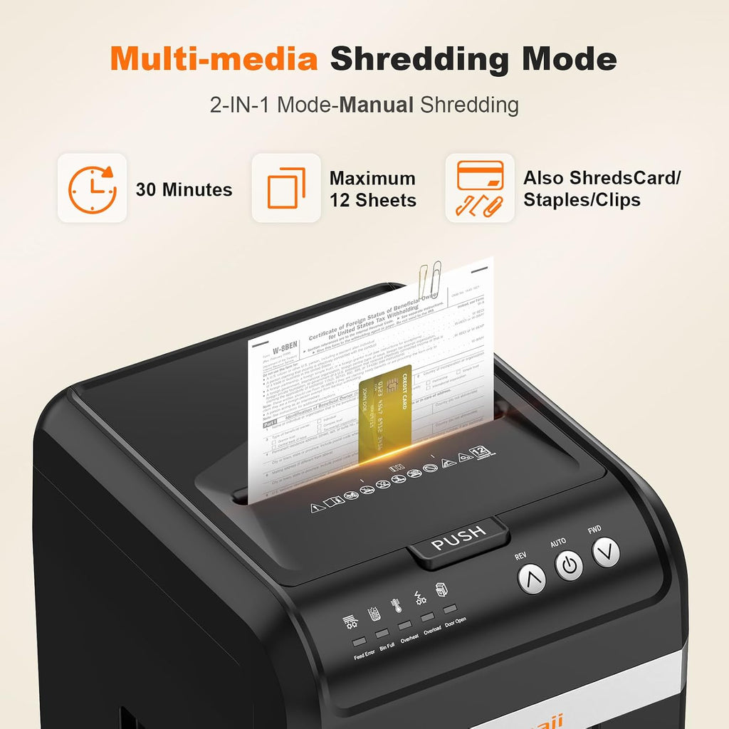 Bonsaii 200-Sheet Auto Feed Micro Cut Heavy Duty Paper Shredder for Office