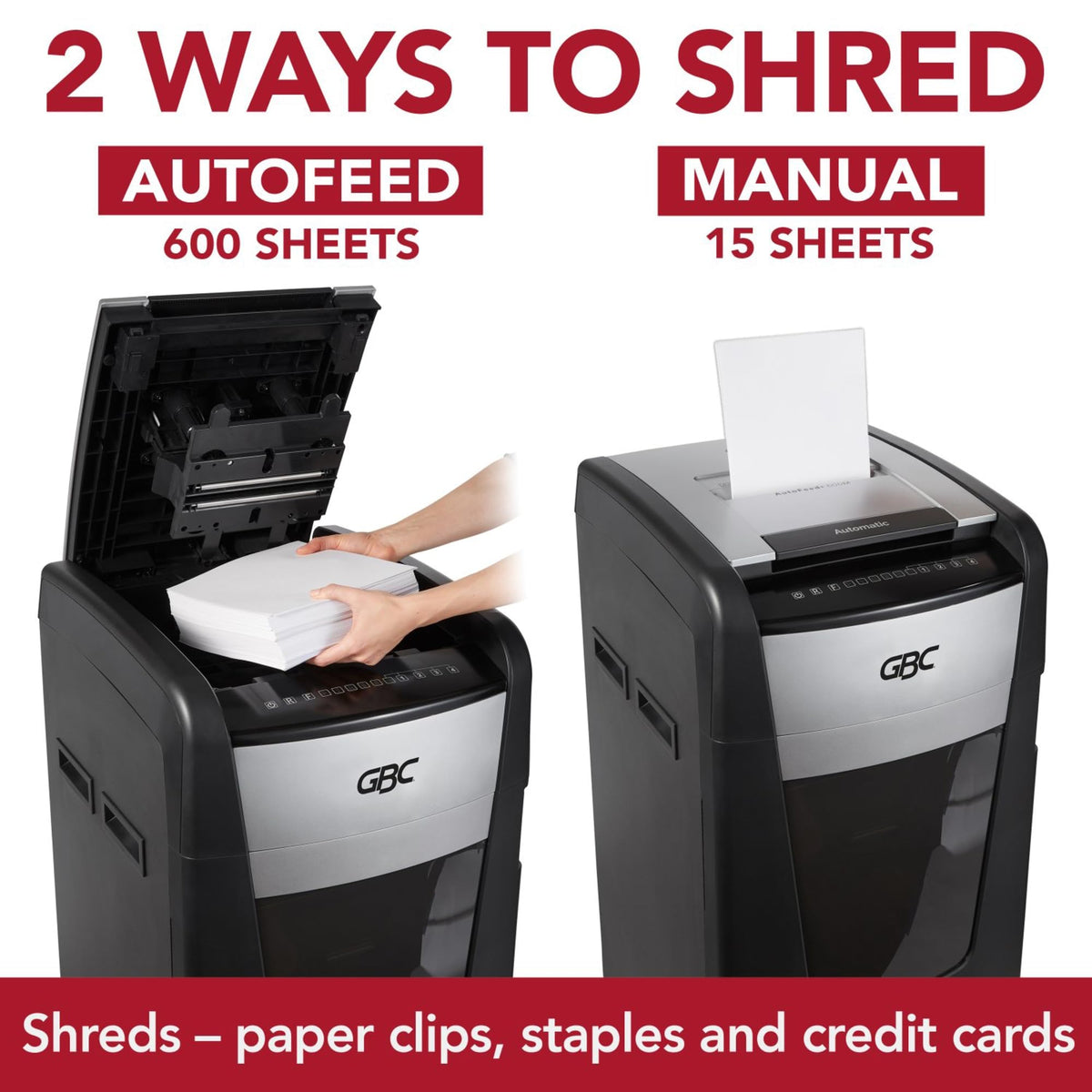 GBC Paper Shredder, Auto Feed+, 300 Sheet Capacity, Super Cross-Cut, Office Shredder, 300X (WSM1757608)