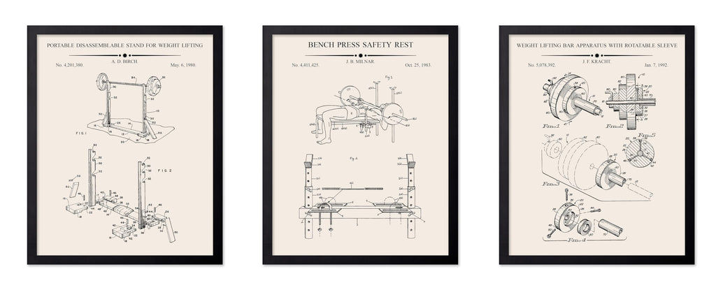 Poster Master 3-Piece Fencing Blueprint Poster - Fencing Garment Patent Print - Fencing Mask Design - Target Art - Sports Design - Technical Drawing Print - Gym or Office Decor - 8x10 Brown Framed