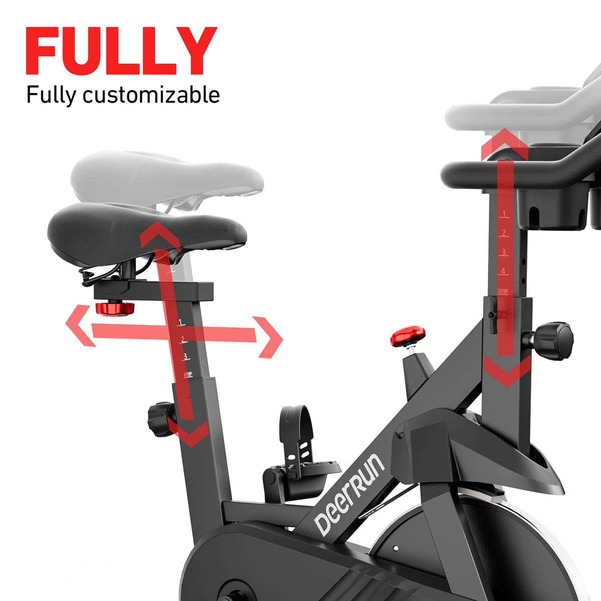 DeerRun Exercise Bike, Indoor Cycling Bike with Adjustable Magnetic Resistance, Low-Noise Belt Drive Stationary Bike for Home Cardio, 300 lb Capacity, Device Mount & LCD Monitor