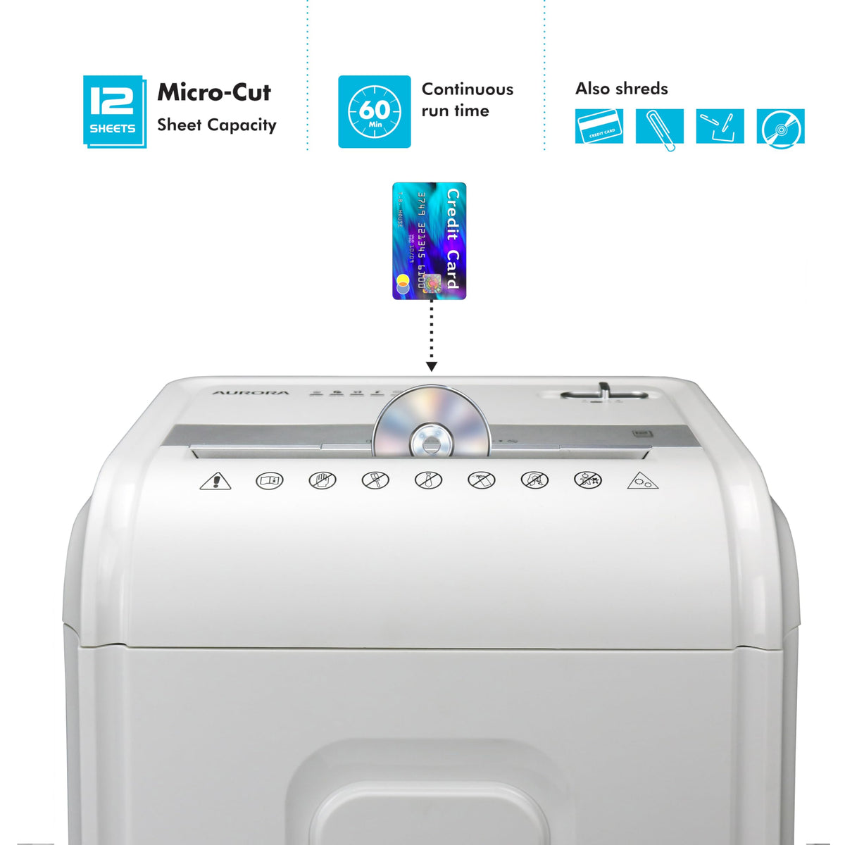 Aurora AU120MA 120-Sheet Auto Feed High Security Micro-Cut Paper Shredder / 30 Minutes (Black)