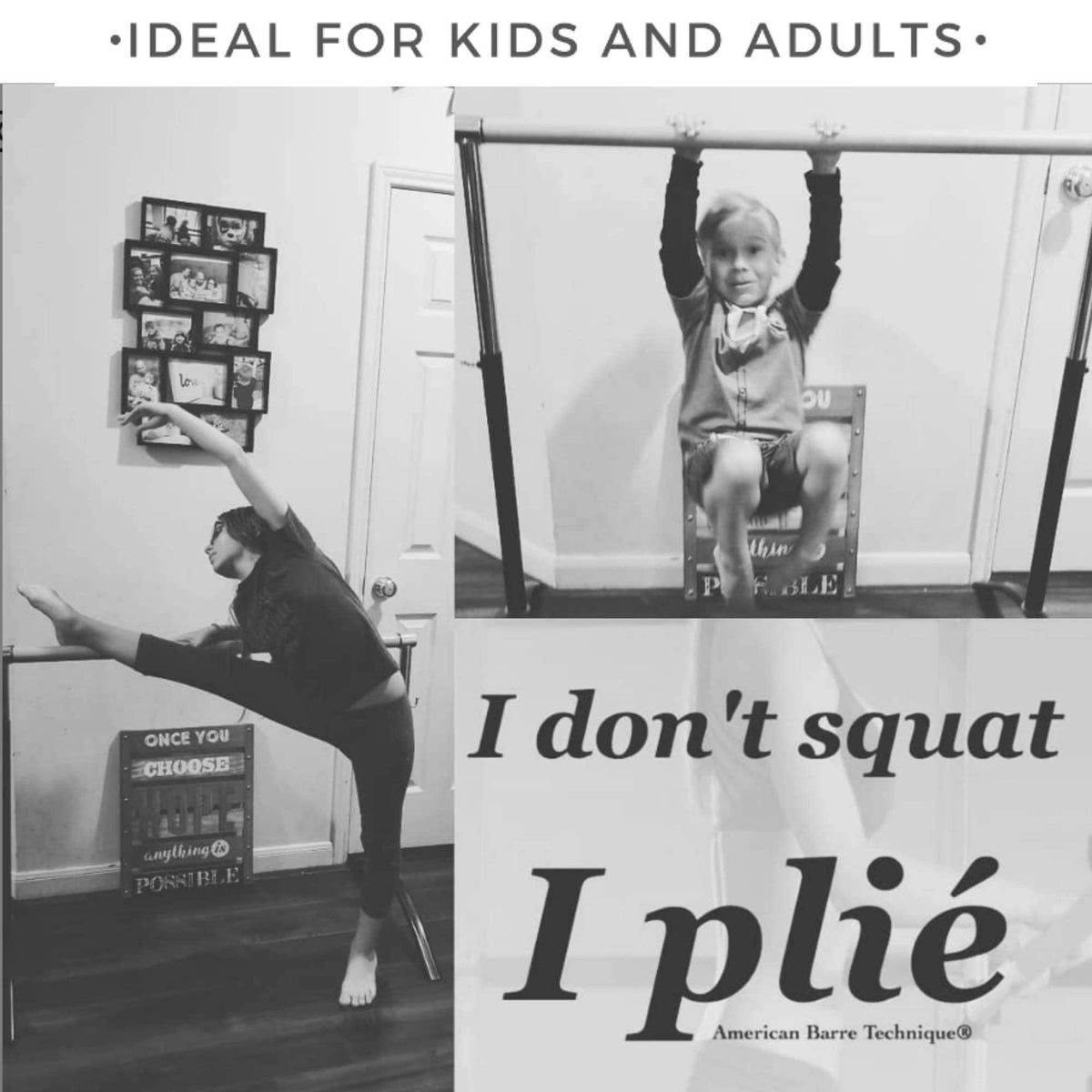 Ballet Barre Portable for Home or Studio, Freestanding Adjustable Bar for Stretch, Balance, Pilates, Dance or Active Workouts, Single or Double Bar, Kids and Adults