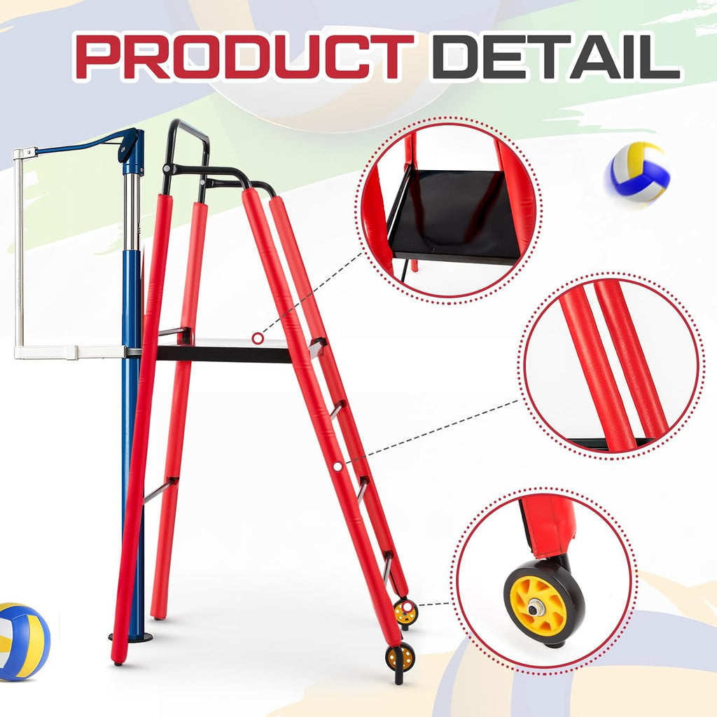 Leinuosen Volleyball Referee Stand with Protective Padding and Wheels 7 x 4 x 2.5 ft Fodable Referee Stand for Compact Storage and Easy Transport